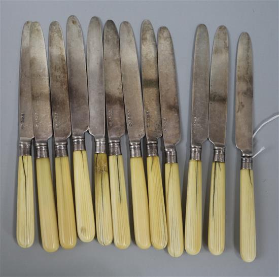 A set of 12 George III silver and bone-handled fruit knives, London 1794, maker I.G (handles a.f.)